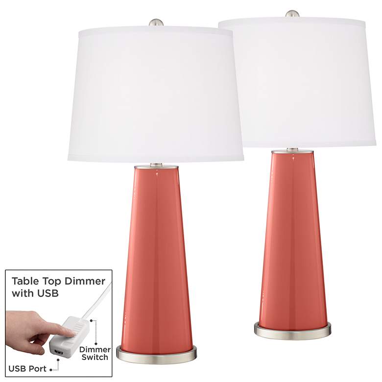 Image 1 Coral Reef Leo Table Lamp Set of 2 with Dimmers