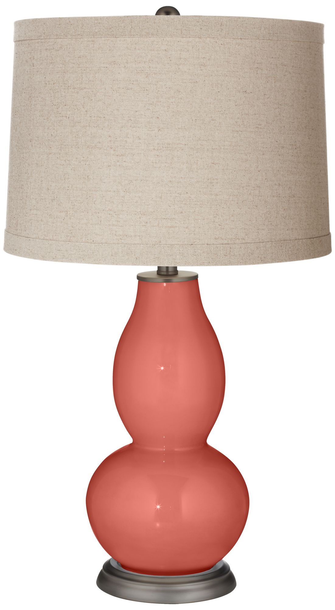 Coral Reef Linen Drum Shade Double Gourd Table Lamp 53H11 Lamps Plus
