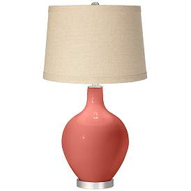 Image1 of Coral Reef Oatmeal Linen Shade Ovo Table Lamp