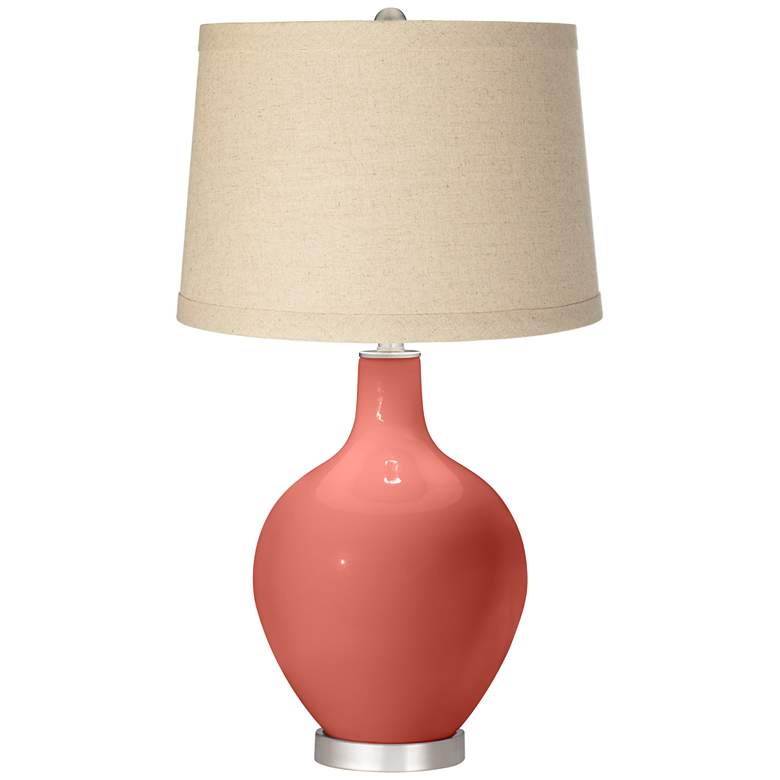 Image 1 Coral Reef Oatmeal Linen Shade Ovo Table Lamp