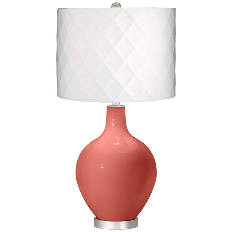 Image 1 Coral Reef Off-White Diamond Shade Ovo Table Lamp
