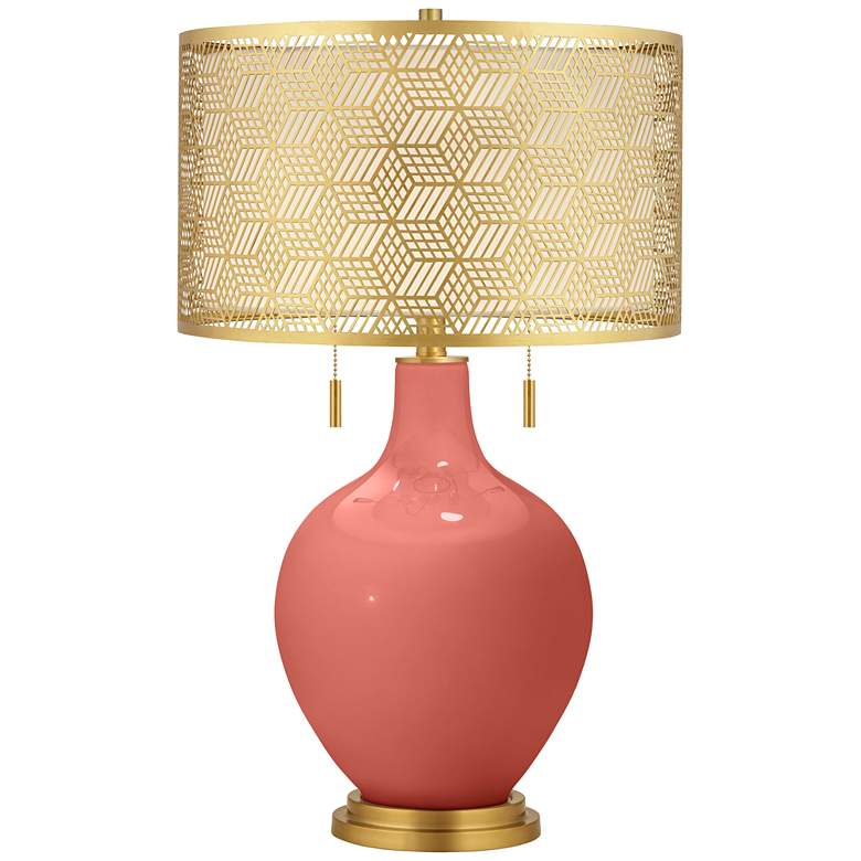 Image 1 Coral Reef Toby Brass Metal Shade Table Lamp