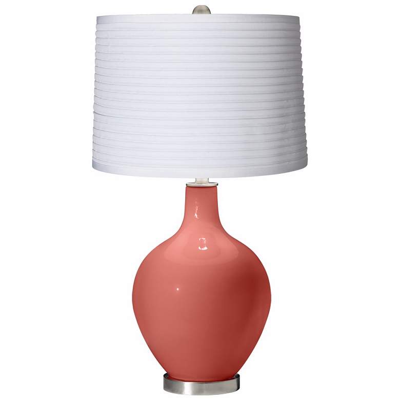 Image 1 Coral Reef White Pleated Shade Ovo Table Lamp