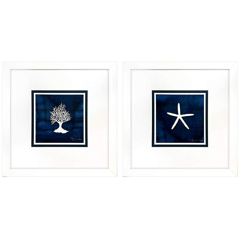 Image 1 Coral Starfish 23"W x 23"H Framed Wall Art Set of 2