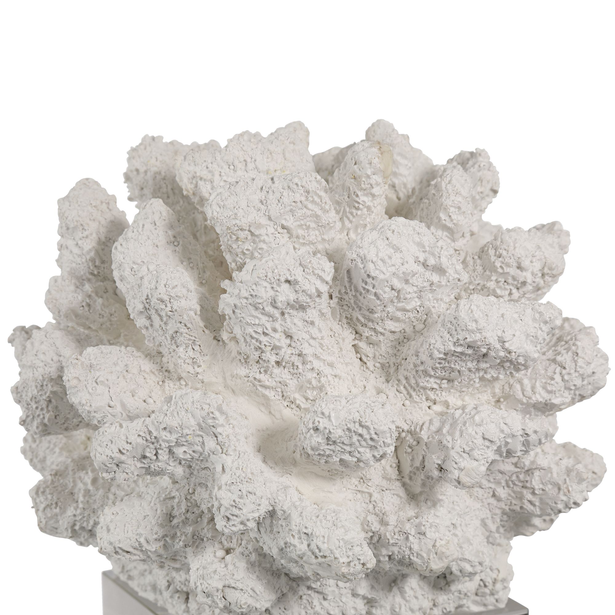 Image 2 Coral Statuette 8 3/4" High x 7 1/2" Wide White Finish on Crystal more views