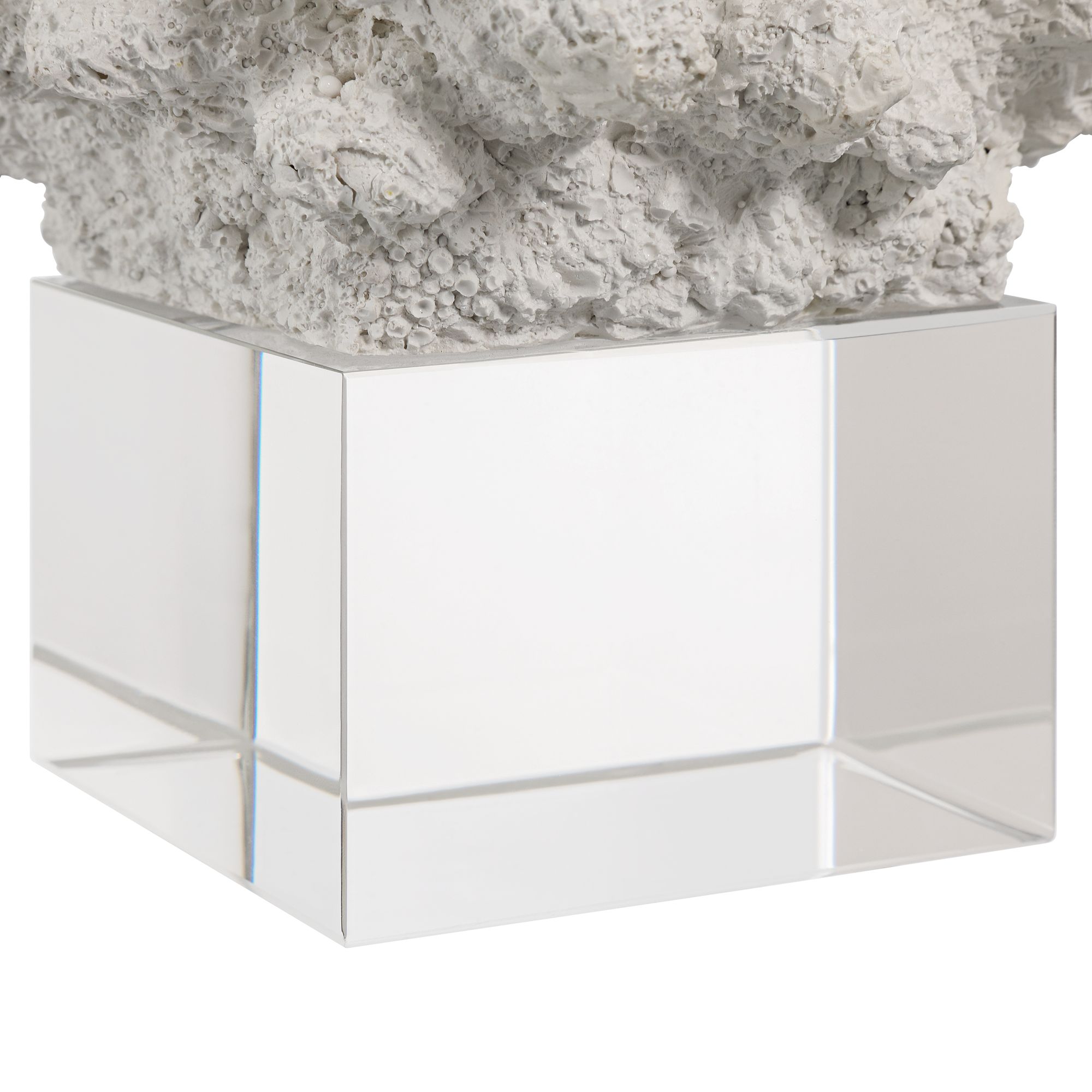 Image 3 Coral Statuette 8 3/4" High x 7 1/2" Wide White Finish on Crystal more views