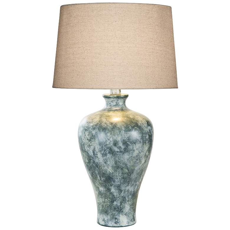 Image 1 Coraline 28" Jade Green Hydrocal Vase Table Lamp with LED Bulb