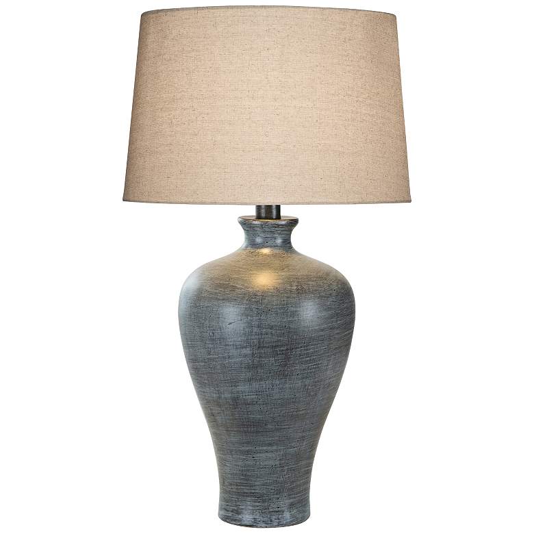 Image 1 Coraline 28" Vista Blue Gray Hydrocal Vase Table Lamp with LED Bulb