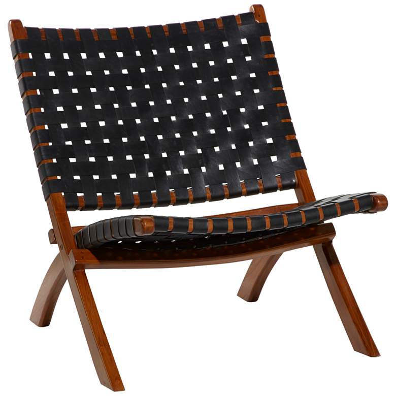 Image 2 Coraline Black Leather Woven Folding Chair