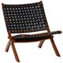 Coraline Black Leather Woven Folding Chair