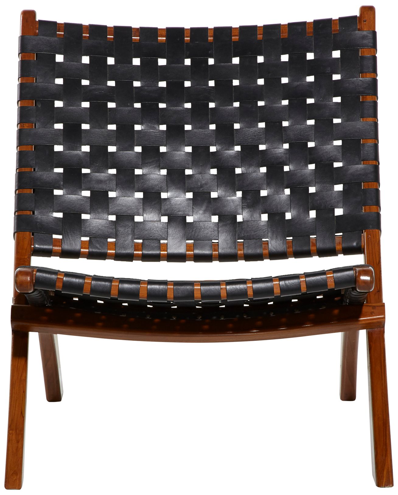 Image 4 Coraline Black Leather Woven Folding Chair more views