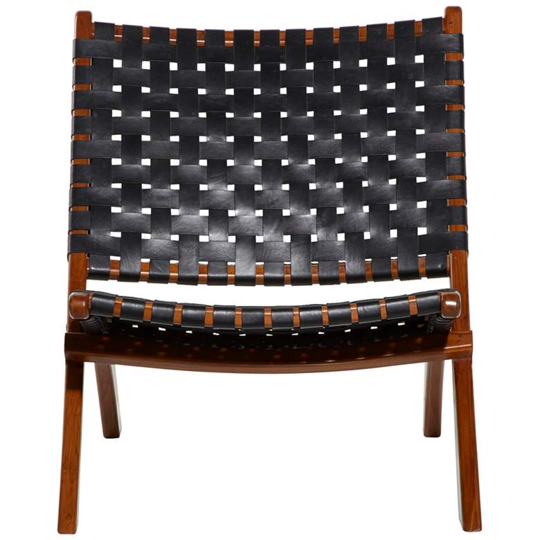 Image 4 Coraline Black Leather Woven Folding Chair more views