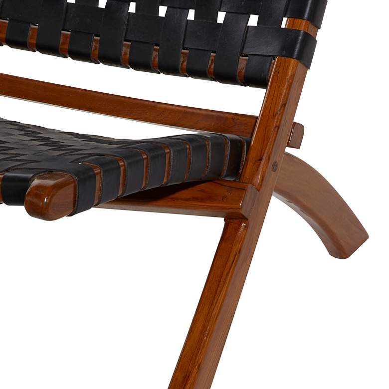 Image 5 Coraline Black Leather Woven Folding Chair more views