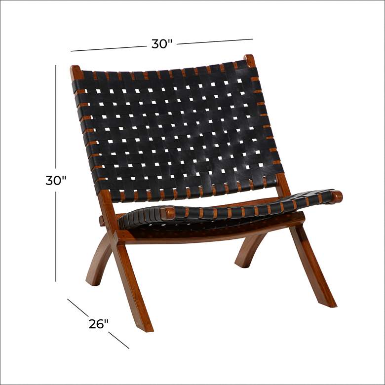 Image 7 Coraline Black Leather Woven Folding Chair more views