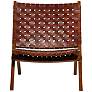 Coraline Brown Leather Woven Folding Chair