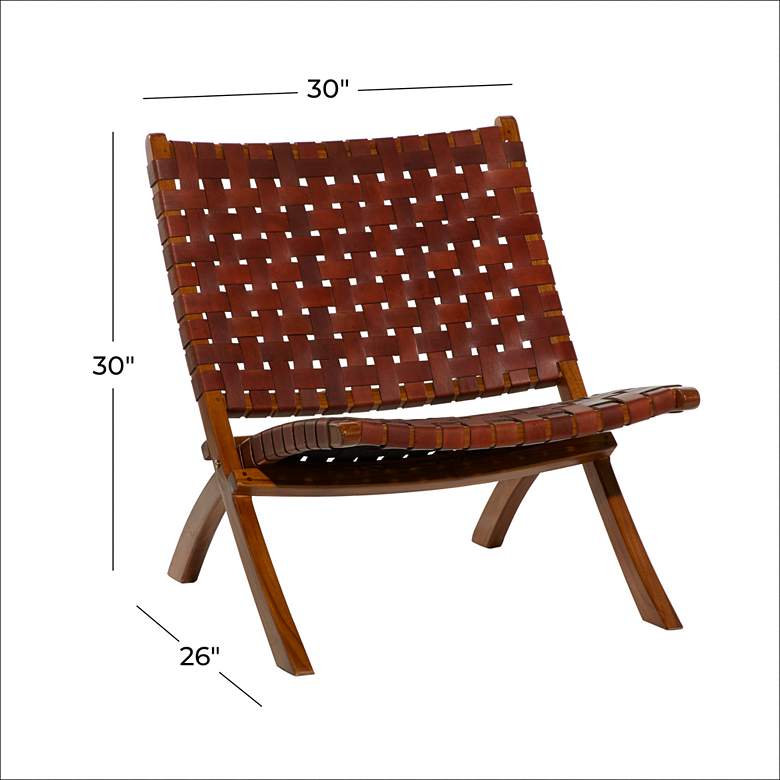 Image 7 Coraline Brown Leather Woven Folding Chair more views
