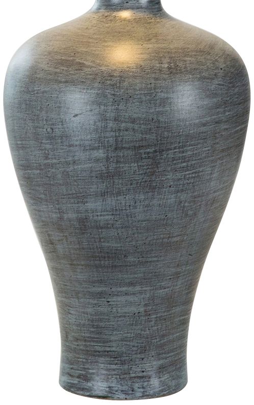 Coraline Vista Blue Gray Hydrocal Modern Vase Table Lamp with LED Bulb