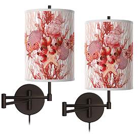 Image1 of Corallium Tessa Bronze Swing Arm Wall Lamps Set of 2