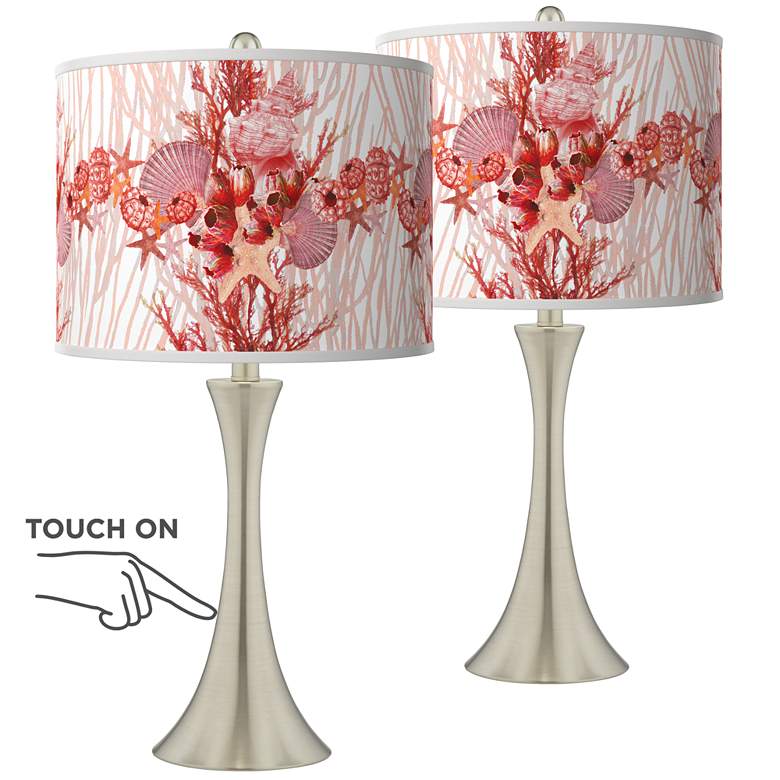 Image 1 Corallium Trish Brushed Nickel Touch Table Lamps Set of 2