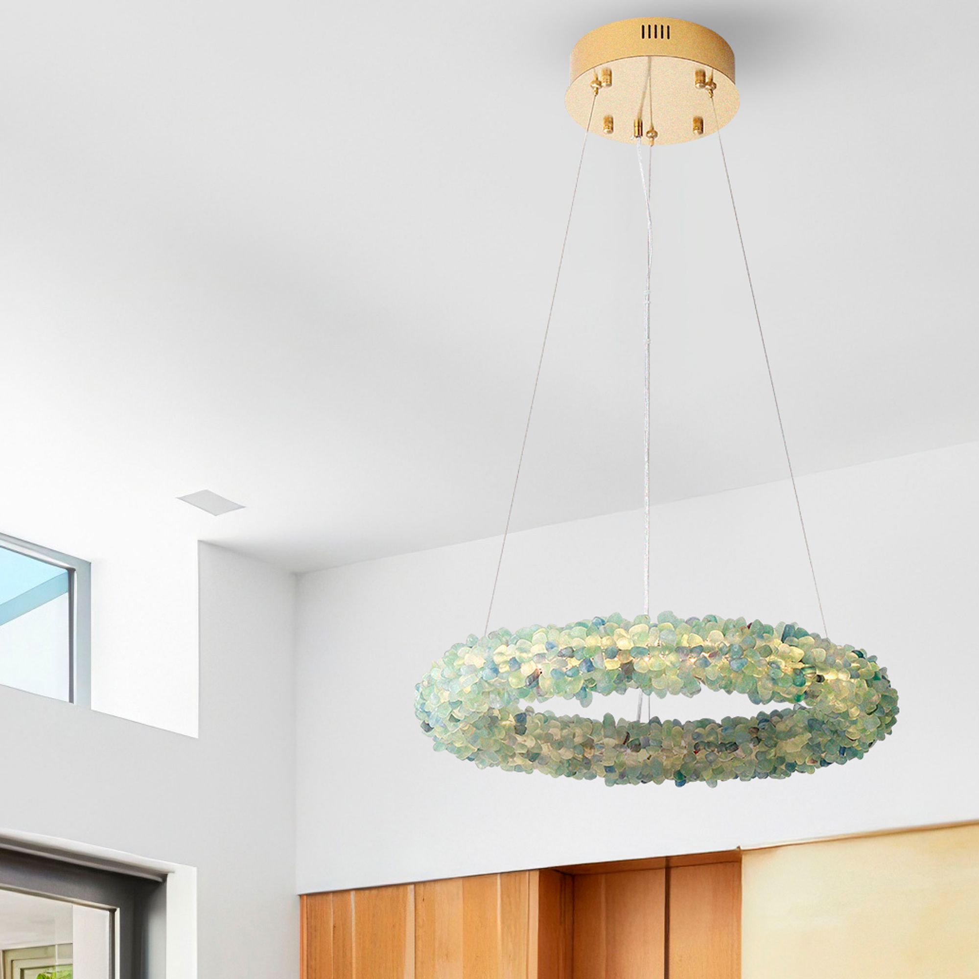 Corallo 30" LED Chandelier in Turquoise