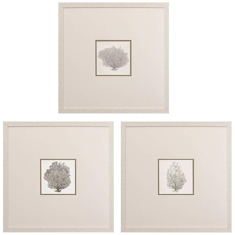 Image 3 Corals A 19" Square 3-Piece Printed Framed Wall Art Set