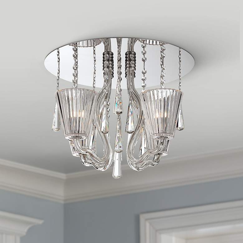 Image 1 Corato Collection 17 3/4 inch Wide Clear Crystal Ceiling Light