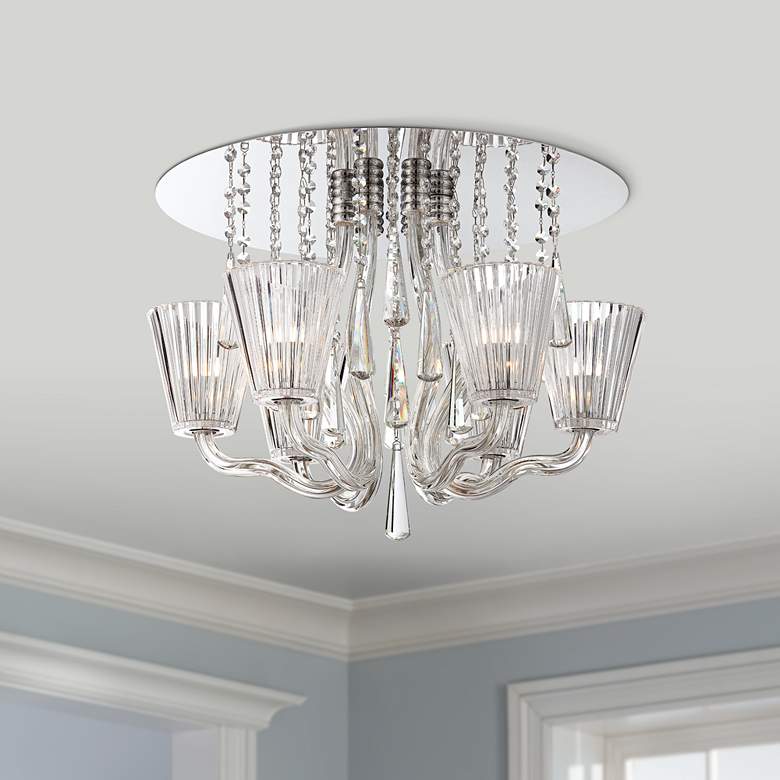Image 1 Corato Collection 21 1/4 inch Wide Clear Crystal Ceiling Light