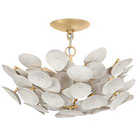 Image1 of Corbett Aimi 20 1/4" Wide Vintage Gold Leaf Ceiling Light