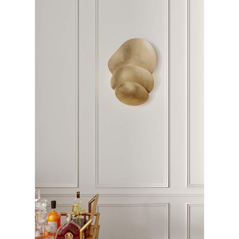 Image 3 Corbett Akemi 22 1/4" High Vintage Gold Leaf ADA Wall Sconce more views