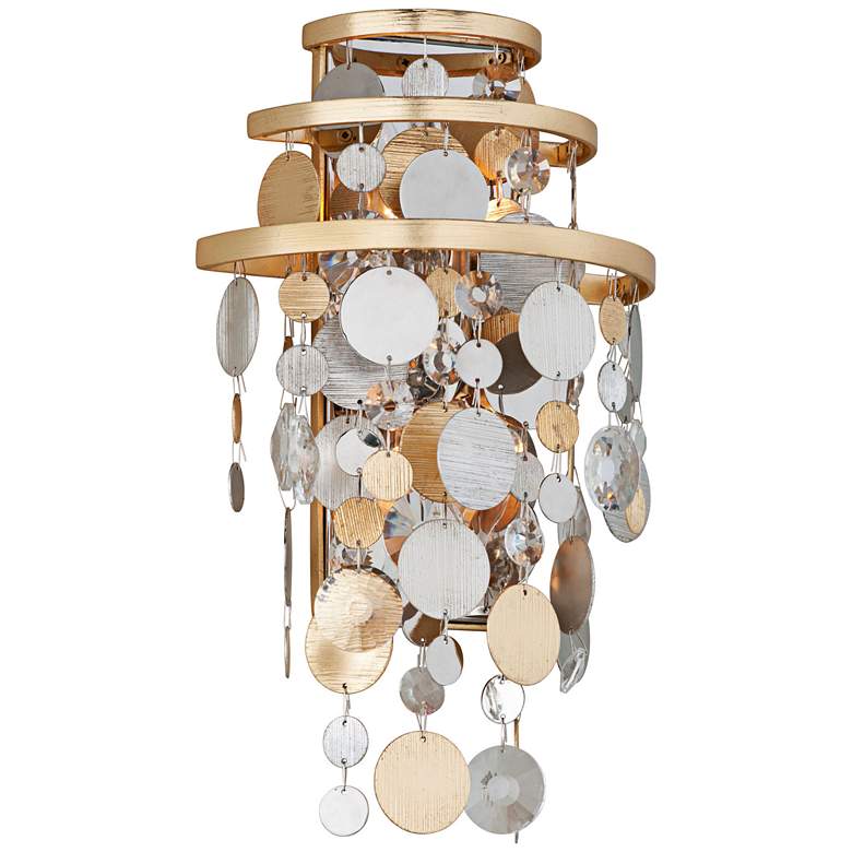 Image 1 Corbett Ambrosia 16" High Gold and Silver Leaf Wall Sconce