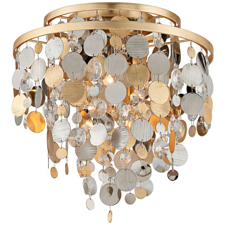 Image 2 Corbett Ambrosia 18 inch Wide Gold and Silver Leaf Ceiling Light