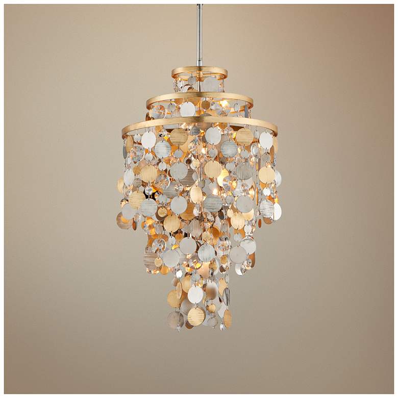 Image 1 Corbett Ambrosia 18"W Gold and Silver Leaf Pendant