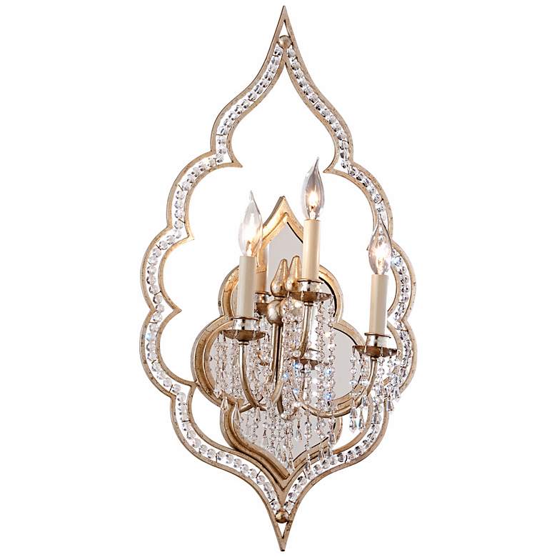 Image 1 Corbett Bijoux 29 1/4" High Silver Leaf Crystal 3-Light Wall Sconce