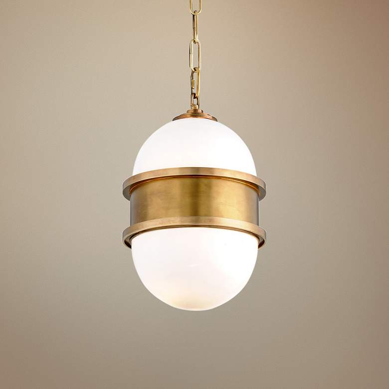 Image 1 Corbett Broomley 10" Wide Vintage Brass Mini Pendant