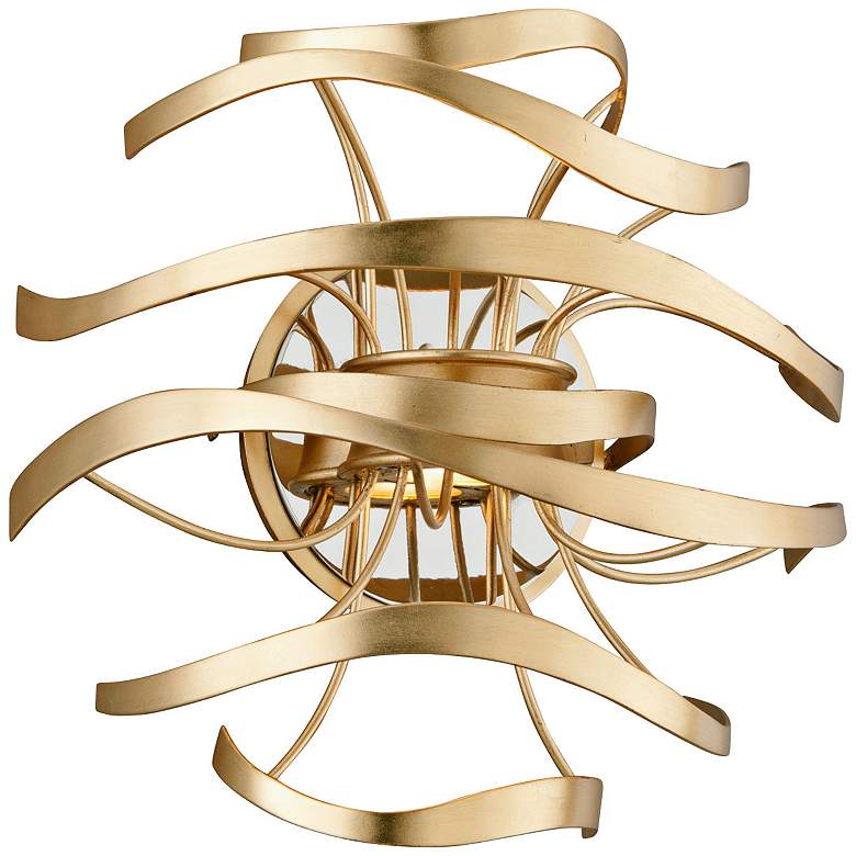 Image 1 Corbett Calligraphy 12" High Gold Leaf LED Wall Sconce