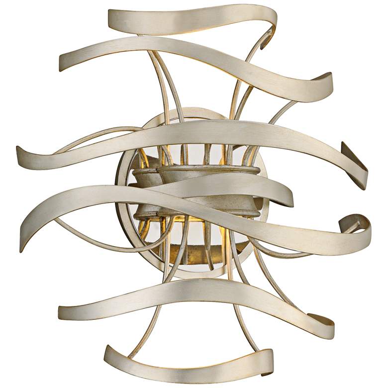 Image 1 Corbett Calligraphy 12" High Silver Leaf LED Wall Sconce