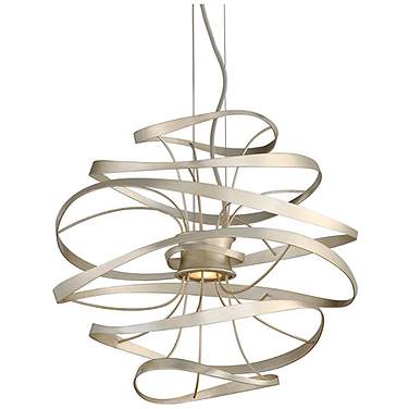 Corbett Calligraphy 18" Wide Silver Leaf 2-Light LED Pendant