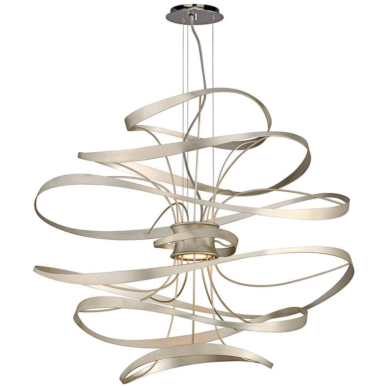 Image 2 Corbett Calligraphy 34" Wide Silver Leaf Modern LED Pendant Light