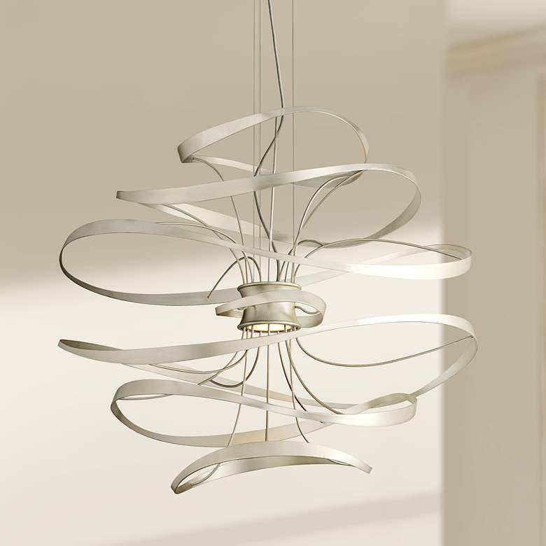 Image 1 Corbett Calligraphy 34" Wide Silver Leaf Modern LED Pendant Light