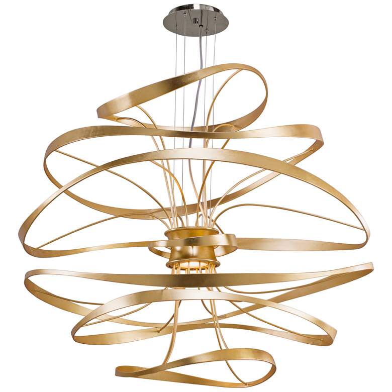 Image 2 Corbett Calligraphy 42" Wide Gold Leaf LED Pendant Light