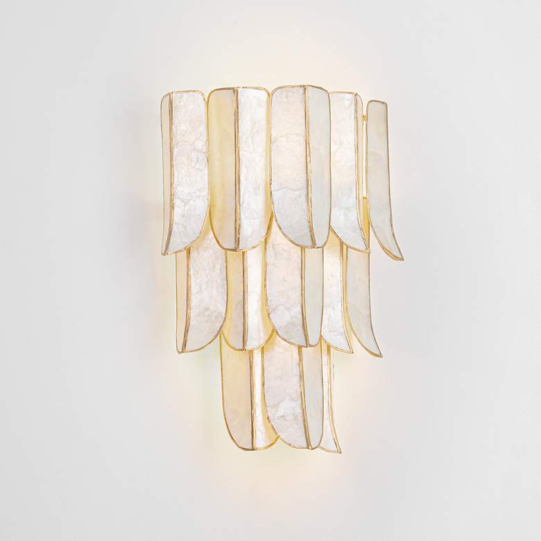 Image 1 Corbett Cartagena 17 1/4" High Vintage Gold Leaf Wall Sconce