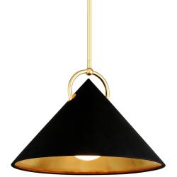 Corbett Charm 23" Wide Black and Gold Leaf Pendant Light