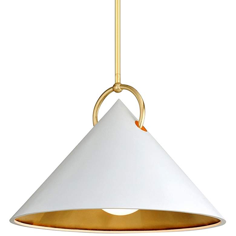 Image 2 Corbett Charm 30" Wide White and Gold Leaf Pendant Light