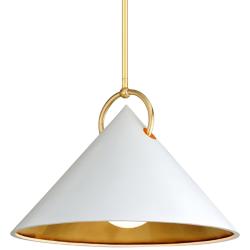 Corbett Charm 30" Wide White and Gold Leaf Pendant Light