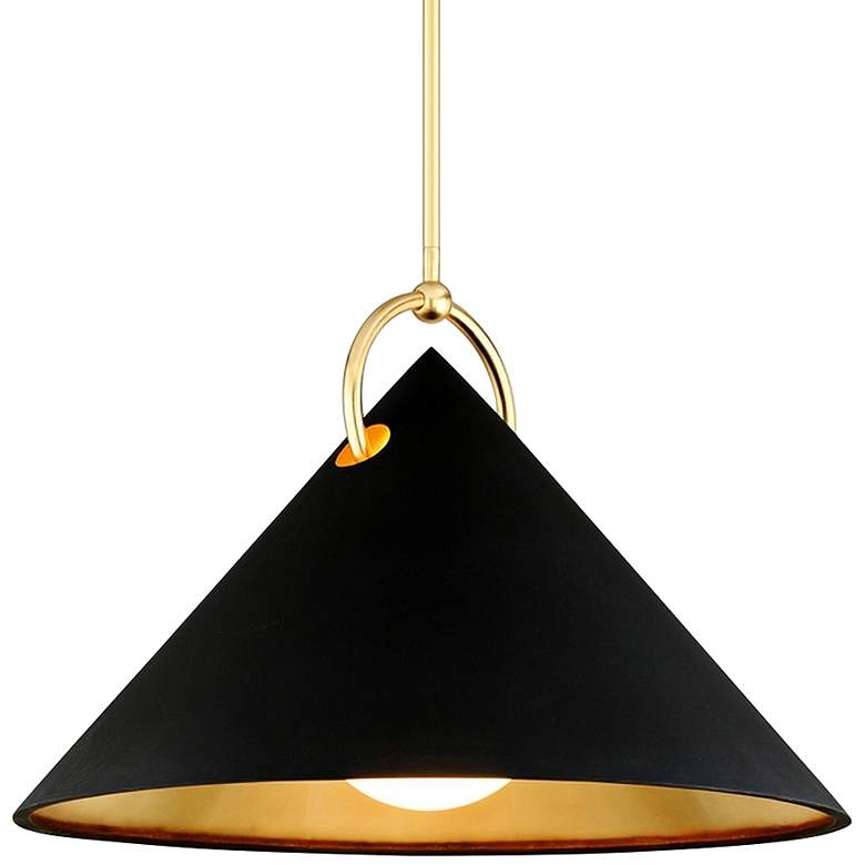 Image 2 Corbett Charm 38" Wide Black and Gold Leaf Pendant Light