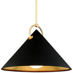 Corbett Charm 38" Wide Black and Gold Leaf Pendant Light