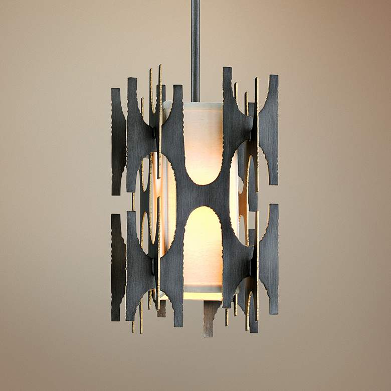 Image 1 Corbett Confidant 10 1/4" Wide Graphite Leaf Mini Pendant