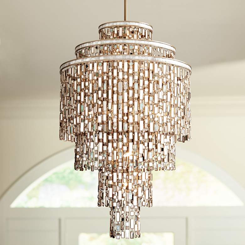 Image 1 Corbett Dolcetti 32" Wide Silver Crystal and Shells Pendant Chandelier