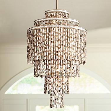 Corbett Dolcetti 32" Wide Silver Crystal and Shells Pendant Chandelier