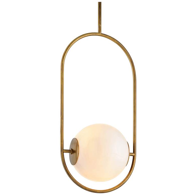 Image 1 Corbett Everley 13" Wide Vintage Brass and Globe Glass Modern Pendant